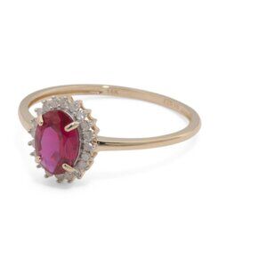 GEMOLIO Ruby/Diamond/Gold 14kt Gold Lab Grown Ruby And Diamond Ring